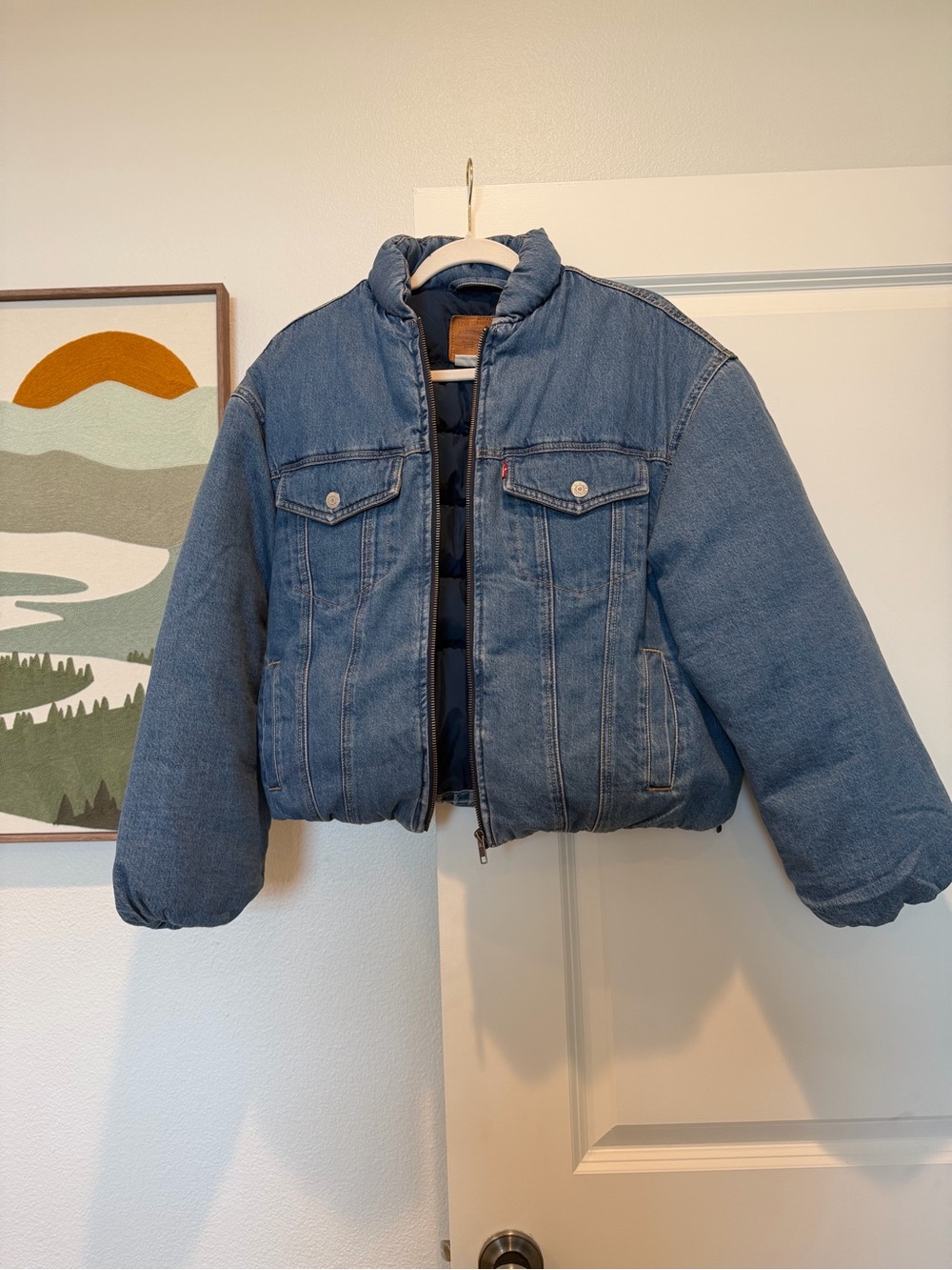 Levi's Blue Denim Puffer-Style Jean Jacket